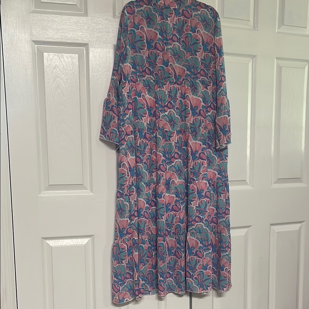 Floral Pink and Blue Maxi Dress - Picture 6 of 8